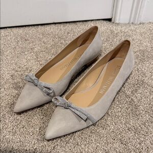 Stuart Weitzman blush Ballet Flats Grey Suede Sz 39 💎